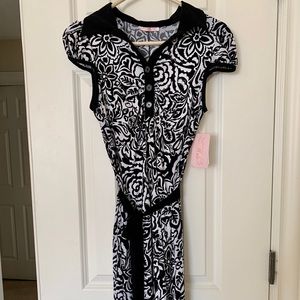 Black & White Floral Patterned Dress